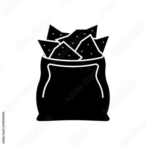 Salty Bag of Chips Icon Snack Food Symbol
