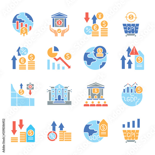 inflation line icons set for digital and print projects.