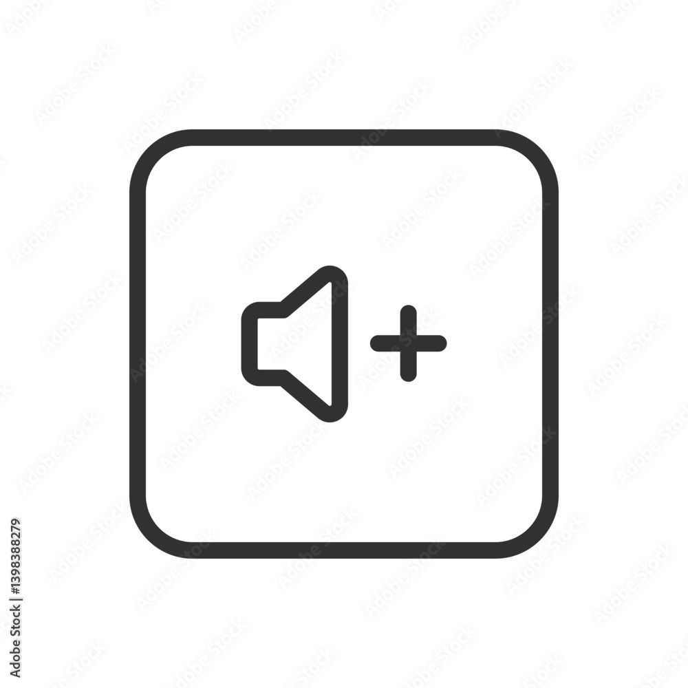 Fototapeta premium Volume Up Icon – Increasing Sound Control and Audio Settings