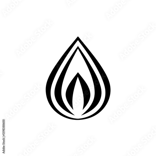 Water flame drop icon combining fire and nature eco energy concept symbol


