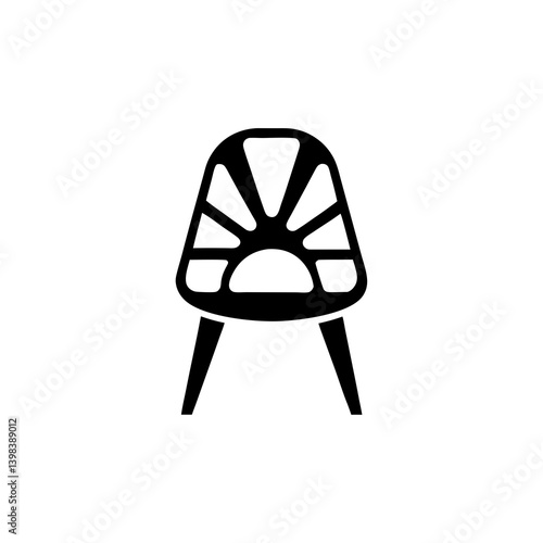 Modern chair icon with sunburst backrest minimal interior furniture design

