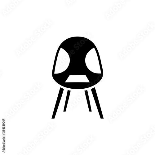 Modern chair icon with sunburst backrest minimal interior furniture design

