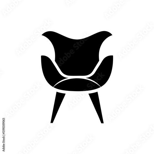 Upholstered chair icon with star petal design modern furniture silhouette

