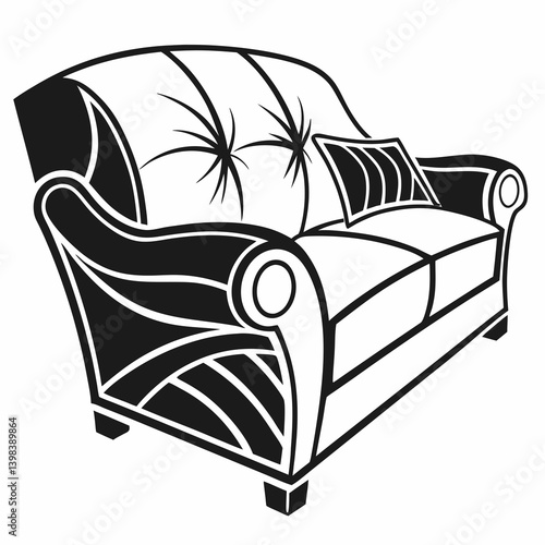 Classic vintage sofa with tufted backrest elegant interior furniture design

