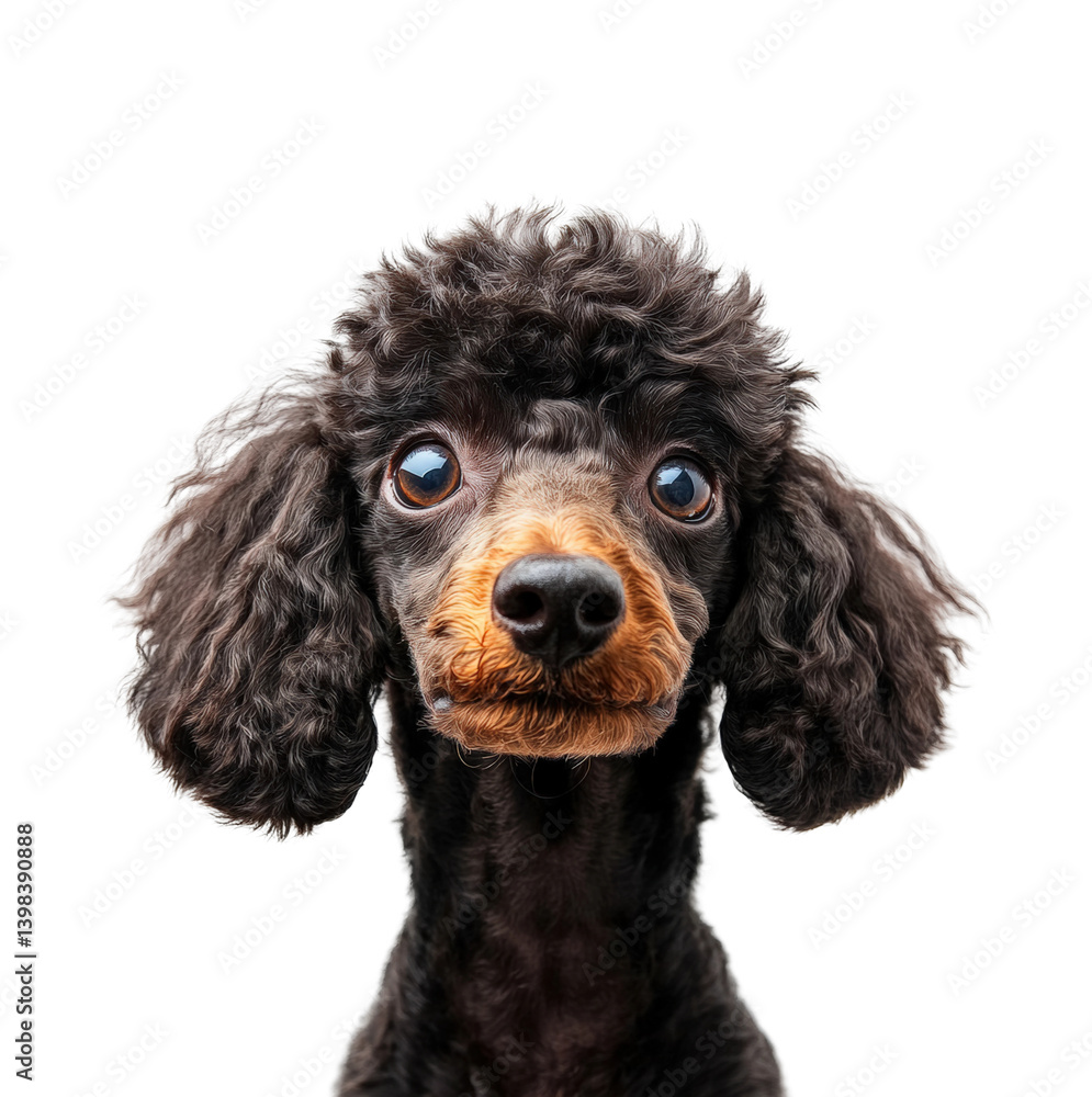 Playful poodle dog portrait animal bright focused environment. Isolated on transparent background, png. Playful poodle dog portrait animal bright focused environment. Isolated on transparent background, png.