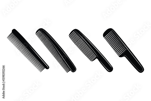 A set of silhouette wood comb vector art illustration
