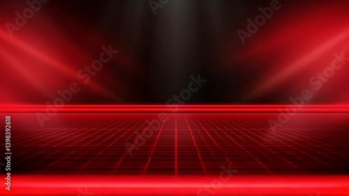 Abstract red light stage background with gradients and fog effect