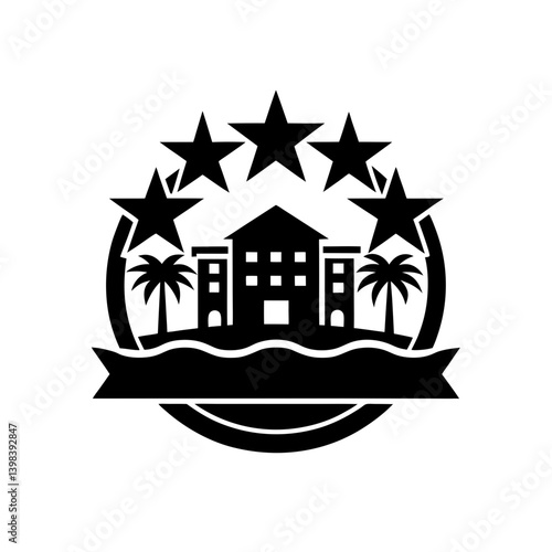 Luxury Five Star Resort Icon Vacation Hotel Symbol