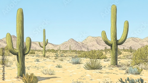 Cacti survival techniques in desert landscapes a visual guide nature illustration gigapixel standard scale