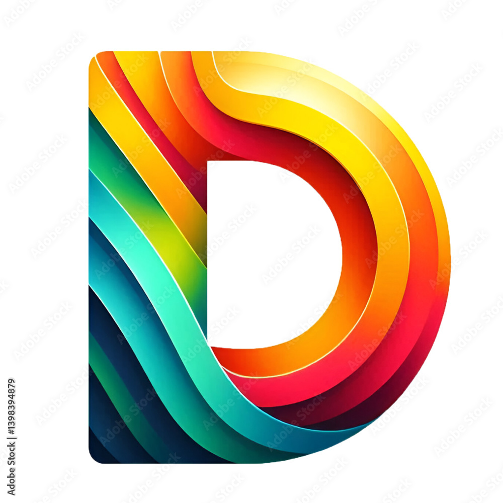 Colorful letter D logo design isolated on white background Colorful letter D logo design isolated on white background