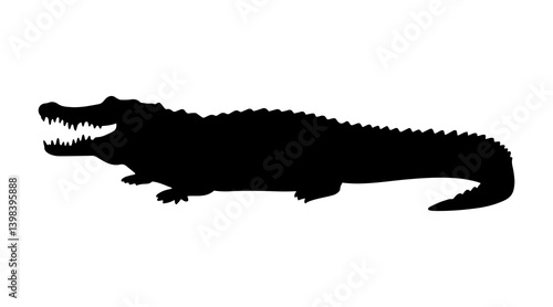 Crocodile silhouette vector flat illustration design.
