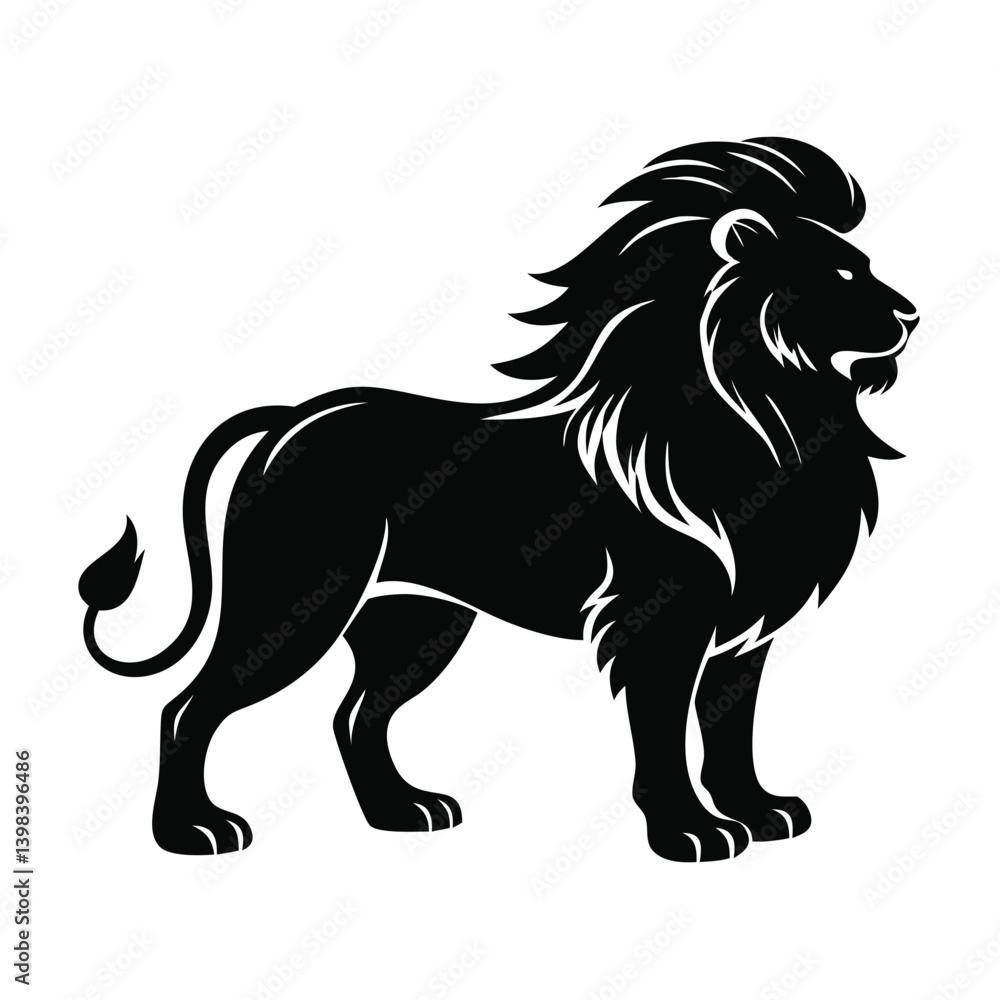 Silhouette of Lion running vector 