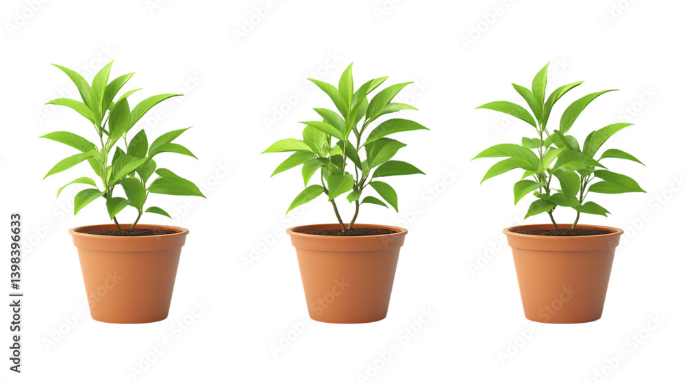 Pack of Tea Plant in Pot Set Against Transparent Background for Botanical or Nature Projects Pack of Tea Plant in Pot Set Against Transparent Background for Botanical or Nature Projects