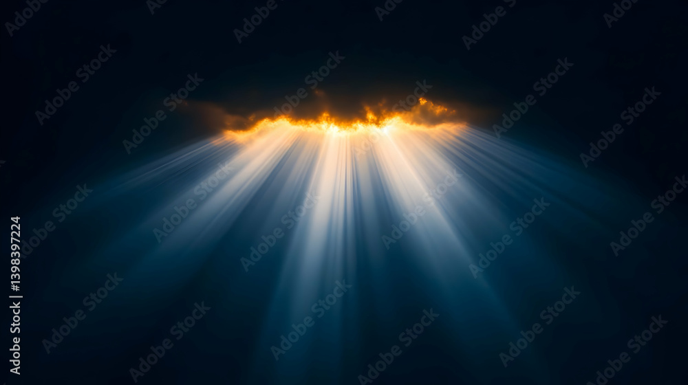 Dramatic Golden Light Beams Through Dark Clouds