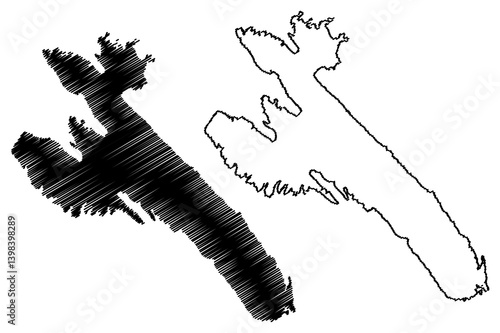 Rab island (Republic of Croatia, Adriatic Sea) map vector illustration, scribble sketch Rab map