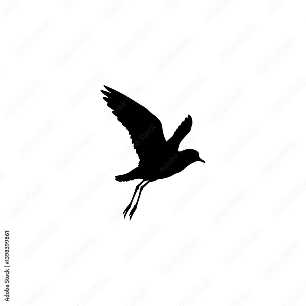 Plover bird flying silhouette icon vector flat design. Plover bird flying silhouette icon vector flat design.