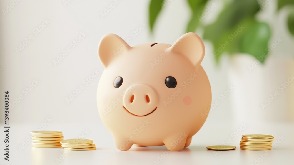 Saving money piggy bank inspiration indoor setting financial planning calm environment close-up view wealth concept