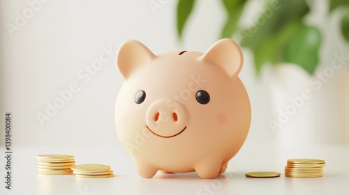 Obraz na płótnie Saving money piggy bank inspiration indoor setting financial planning calm environment close-up view wealth concept w salonie