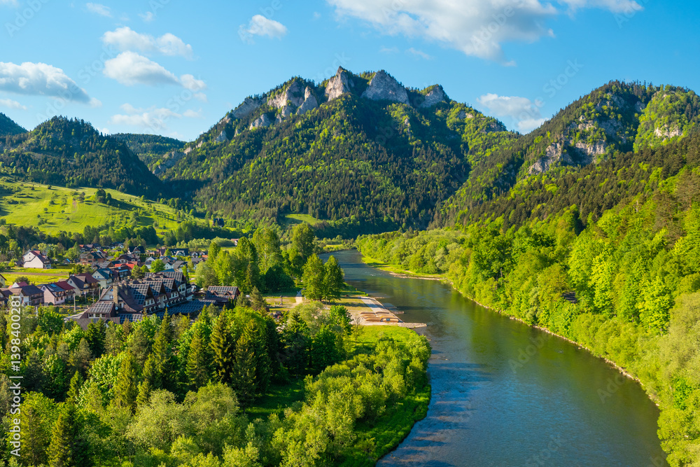Summer view of the Three Crowns in the Pieniny National Park at the foot of the Tatra Mountains. Poland