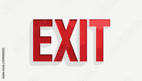 Red EXIT Sign Icon on Neutral Background  
