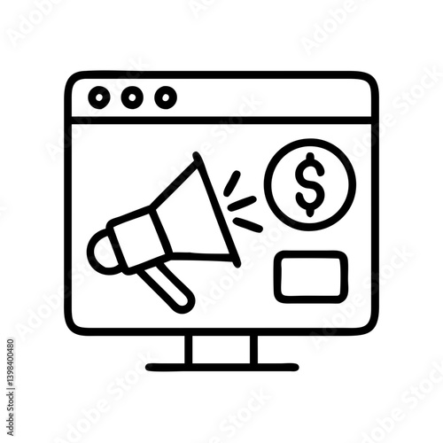 Online marketing strategy promotion campaign digital advertising dollar icon concept