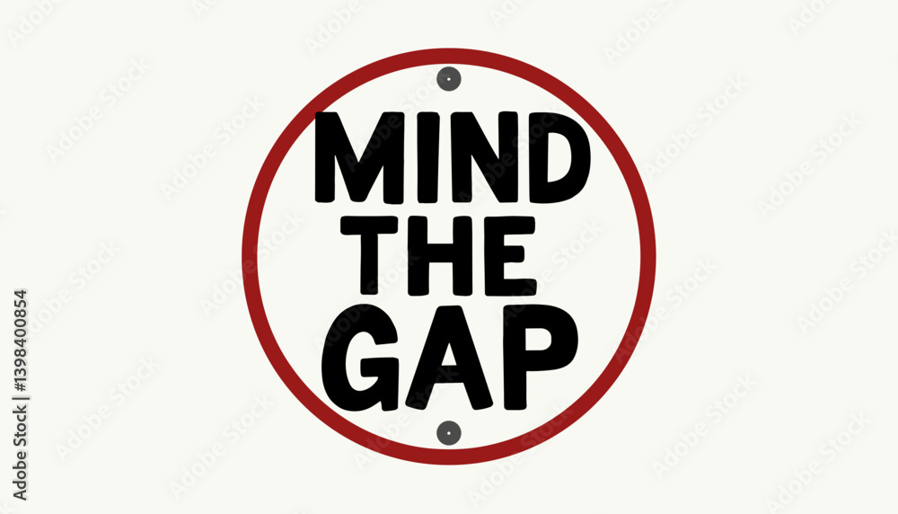 Mind the Gap warning sign against a light background Mind the Gap warning sign against a light background