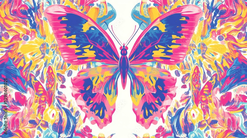 Vibrant butterfly display nature art floral background colorful environment artistic perspective beauty concept