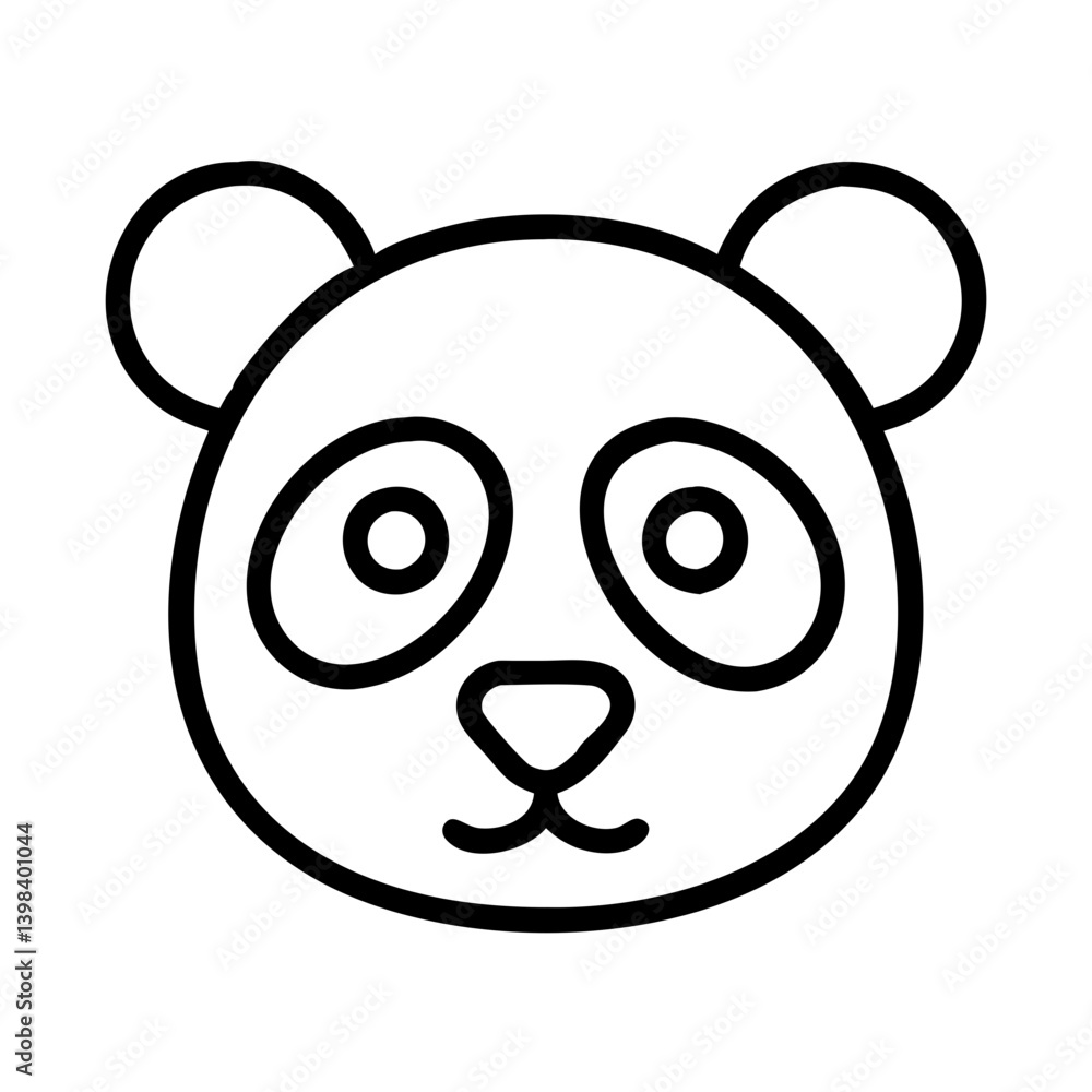 Panda bear face outline drawing vector illustration cute animal head simple design kawaii style for kids coloring page Panda bear face outline drawing vector illustration cute animal head simple design kawaii style for kids coloring page