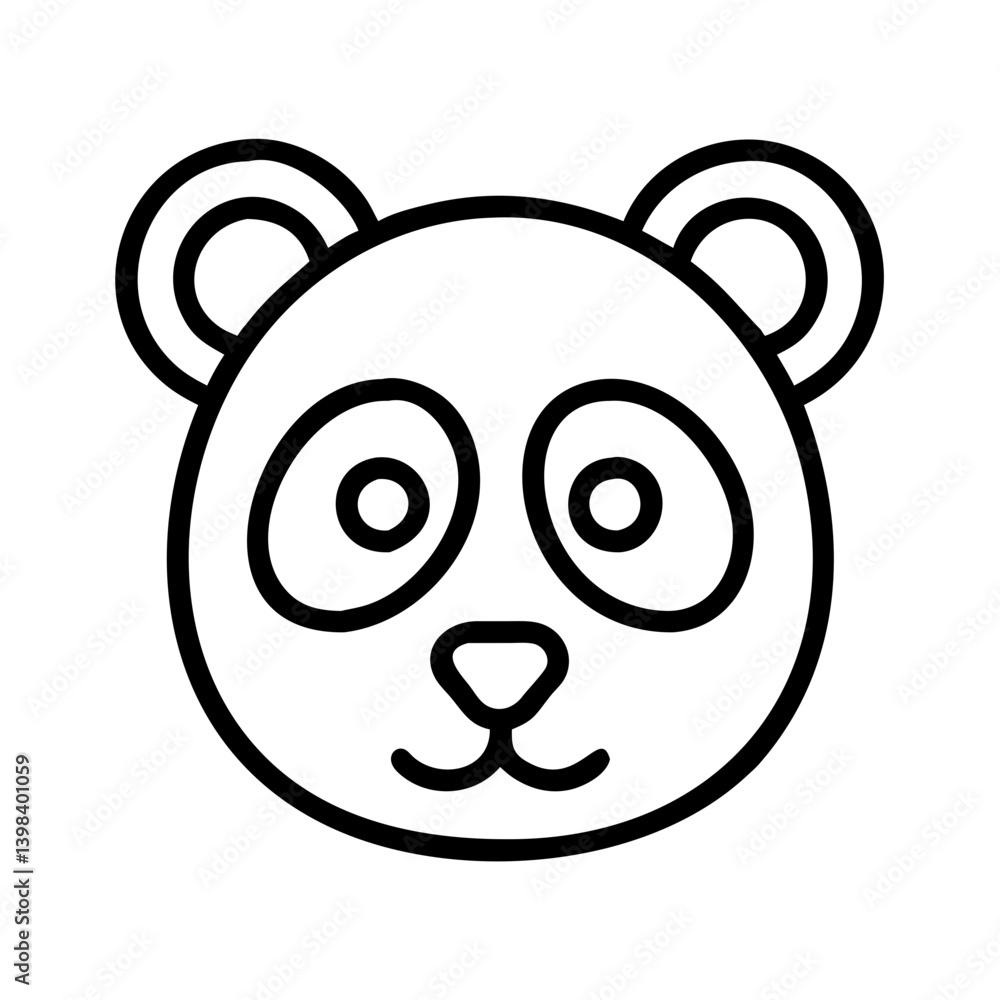 Panda bear face drawing vector illustration cute animal outline icon cartoon kawaii design simple art Panda bear face drawing vector illustration cute animal outline icon cartoon kawaii design simple art