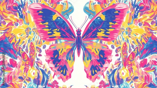 Obraz na płótnie Vibrant butterfly display nature art floral background colorful environment artistic perspective beauty concept w salonie