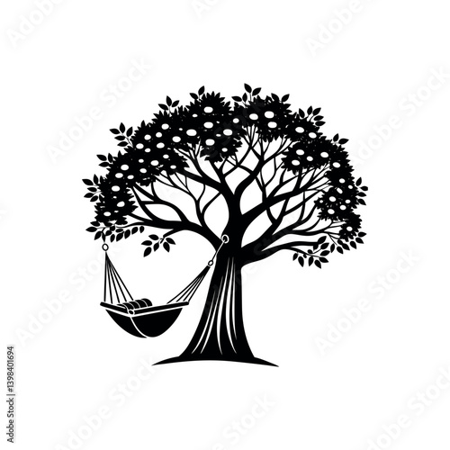 palm tree with hammock