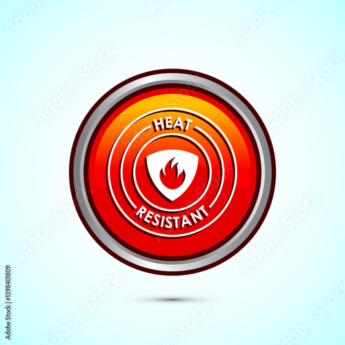 Heat resistant icon design illustration, Heat resistant label sign symbol, Orange color round button design