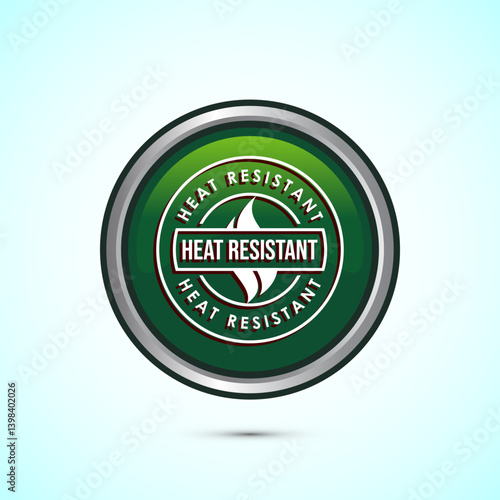 Heat resistant icon design illustration, Heat resistant label sign symbol, Green color round button design