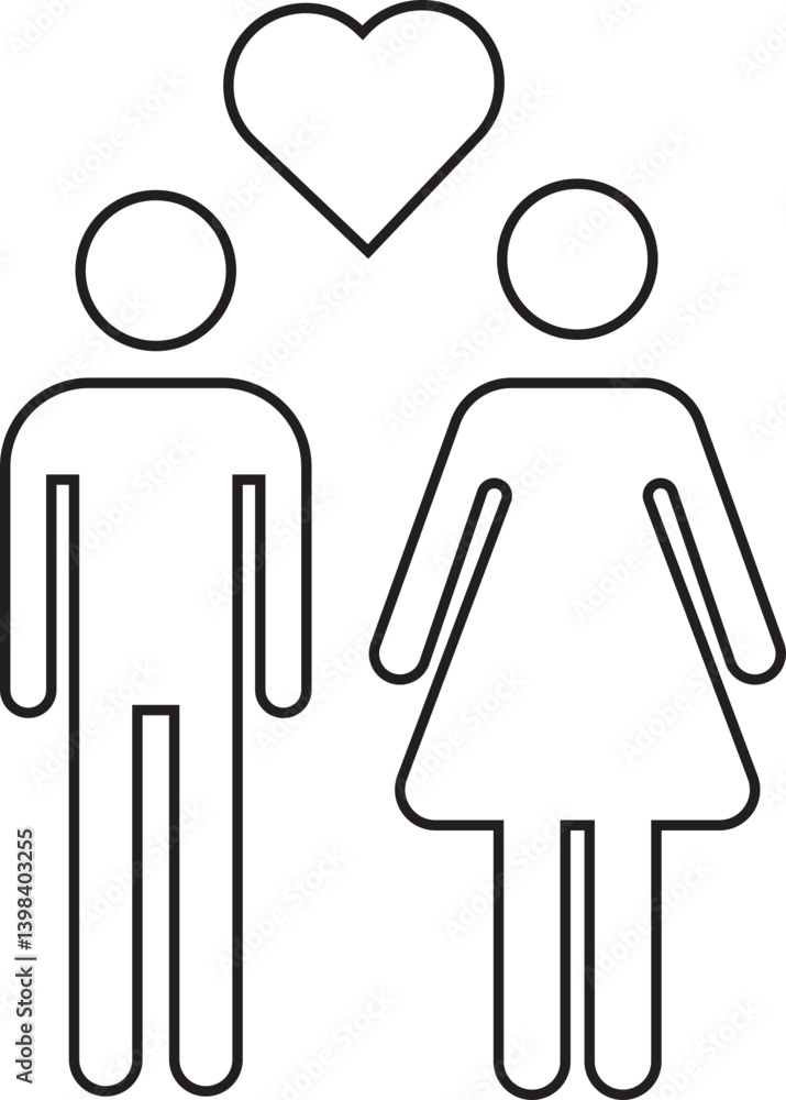 Couple with love icon. Bride and groom line vector. Wedding ceremony illustration isolated on transparent background. Simple silhouette of relationship love harmony sign. Symbolizing love and unity. Couple with love icon. Bride and groom line vector. Wedding ceremony illustration isolated on transparent background. Simple silhouette of relationship love harmony sign. Symbolizing love and unity.