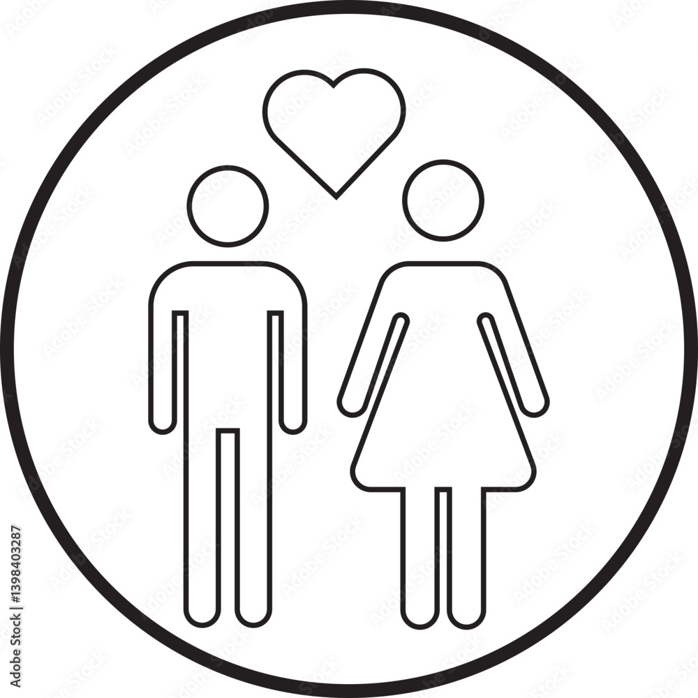 Couple with love icon. Bride and groom line vector. Wedding ceremony illustration isolated on transparent background. Simple silhouette of relationship love harmony sign. Symbolizing love and unity. Couple with love icon. Bride and groom line vector. Wedding ceremony illustration isolated on transparent background. Simple silhouette of relationship love harmony sign. Symbolizing love and unity.