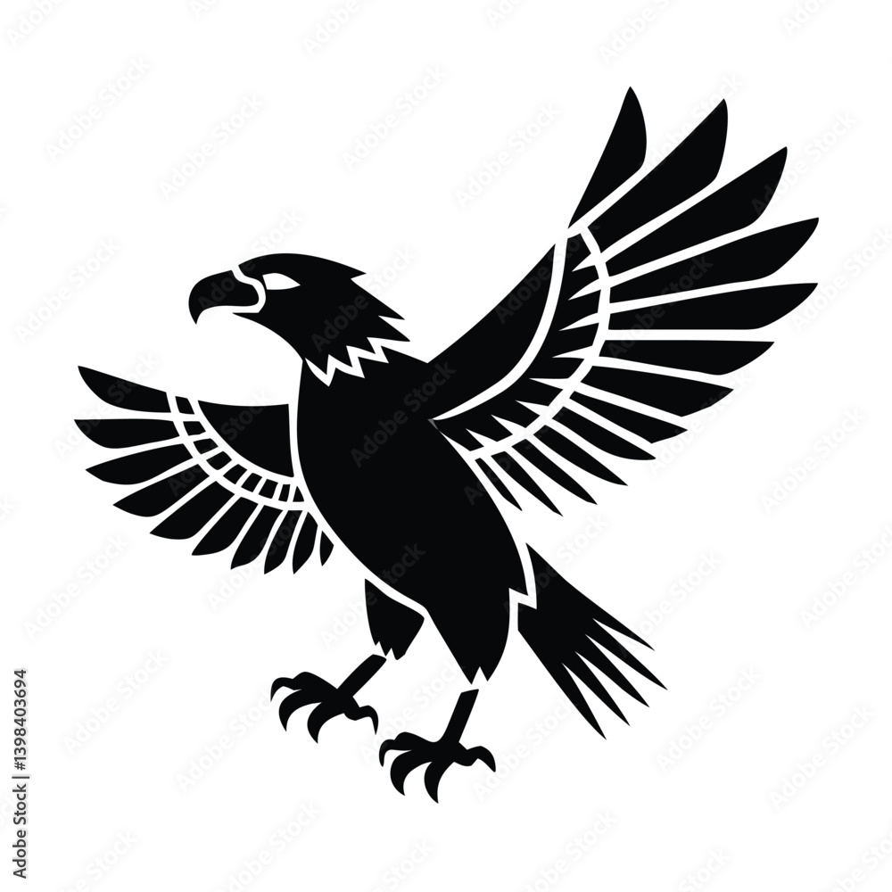 Fototapeta premium A big eagle in white background silhouette