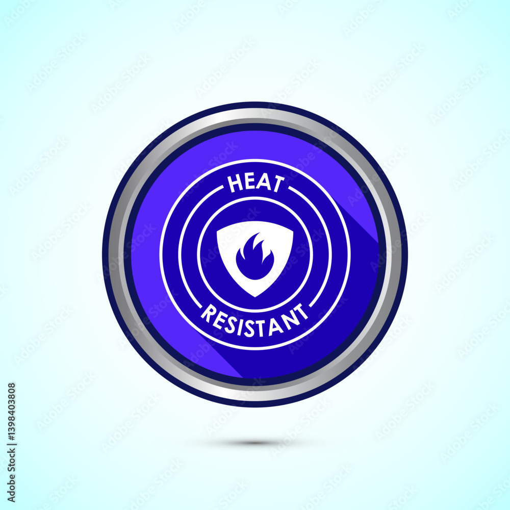 Heat resistant icon design illustration, Heat resistant label sign symbol, Blue color shadow button design Heat resistant icon design illustration, Heat resistant label sign symbol, Blue color shadow button design