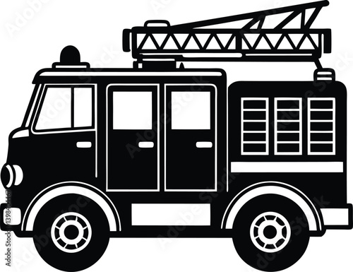Fire Truck Silhouette Vector | Emergency, Rescue & Vehicle Line Art