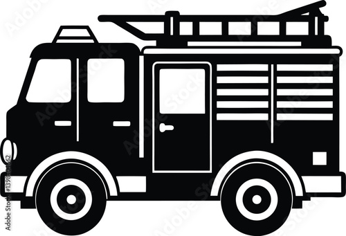 Fire Truck Silhouette Vector | Emergency, Rescue & Vehicle Line Art