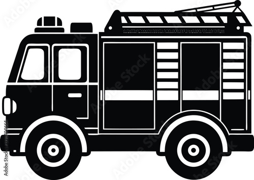 Fire Truck Silhouette Vector | Emergency, Rescue & Vehicle Line Art