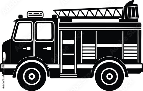 Fire Truck Silhouette Vector | Emergency, Rescue & Vehicle Line Art
