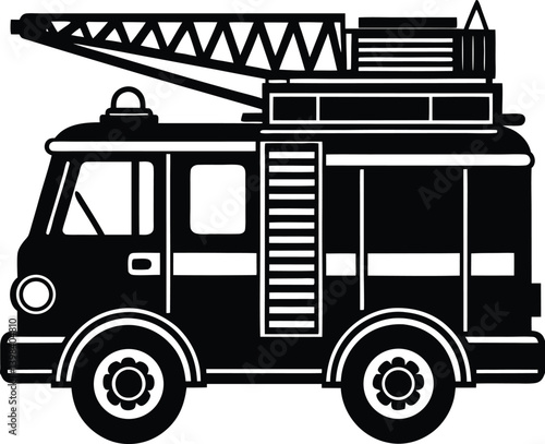 Fire Truck Silhouette Vector | Emergency, Rescue & Vehicle Line Art
