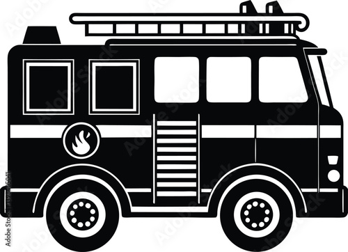 Fire Truck Silhouette Vector | Emergency, Rescue & Vehicle Line Art