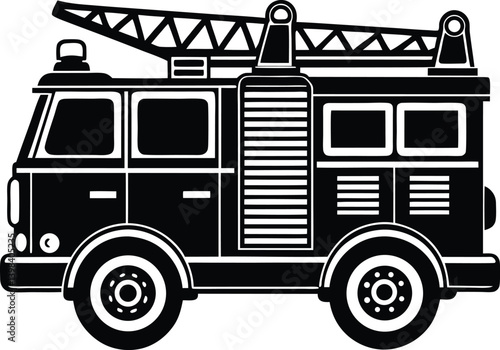 Fire Truck Silhouette Vector | Emergency, Rescue & Vehicle Line Art