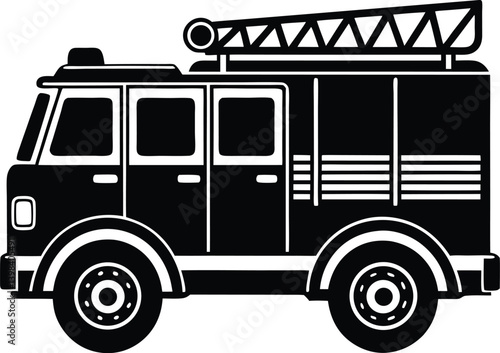Fire Truck Silhouette Vector | Emergency, Rescue & Vehicle Line Art