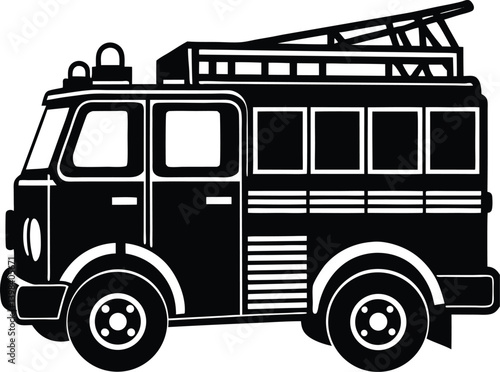 Fire Truck Silhouette Vector | Emergency, Rescue & Vehicle Line Art