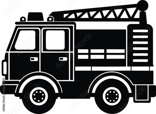 Fire Truck Silhouette Vector | Emergency, Rescue & Vehicle Line Art