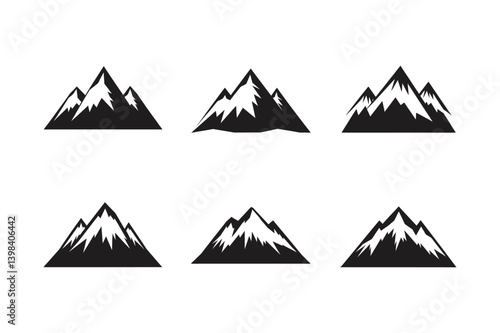 snow capped mountain scene vector art silhouette