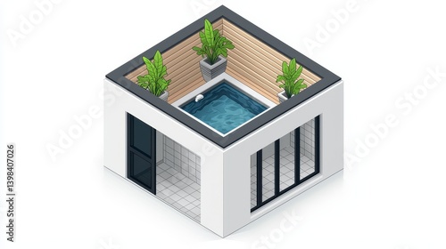 Wallpaper Mural Rooftop Spa isometric view, modern design Torontodigital.ca