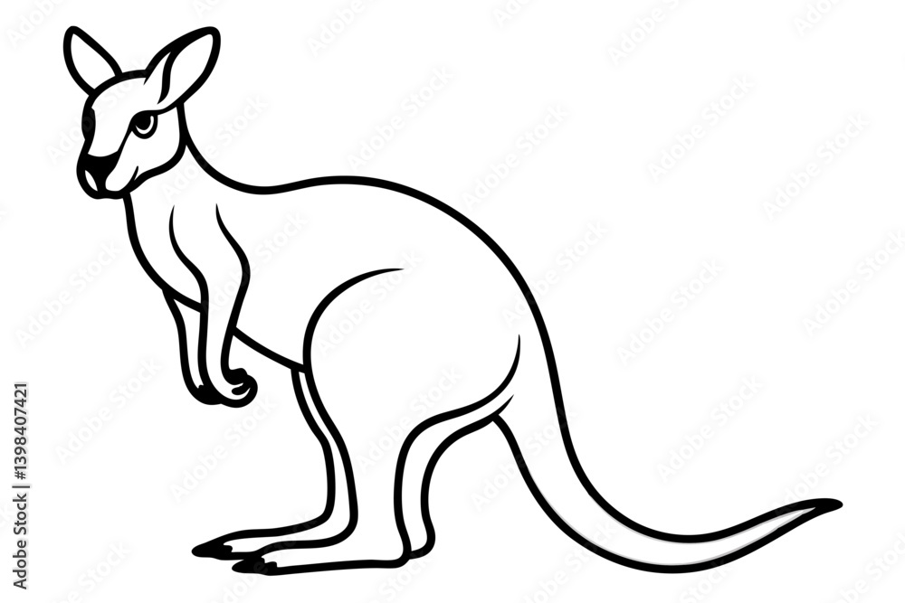 Minimalist Kangaroo Line Art Vector on White Background Minimalist Kangaroo Line Art Vector on White Background